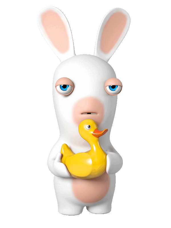 lapin crétin tenant un canard